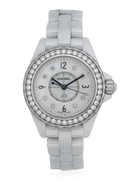 chanel watch ceramic white|chanel white watch with diamonds.